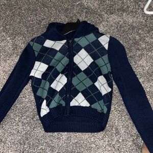 Hollister zip-up plaid sweater